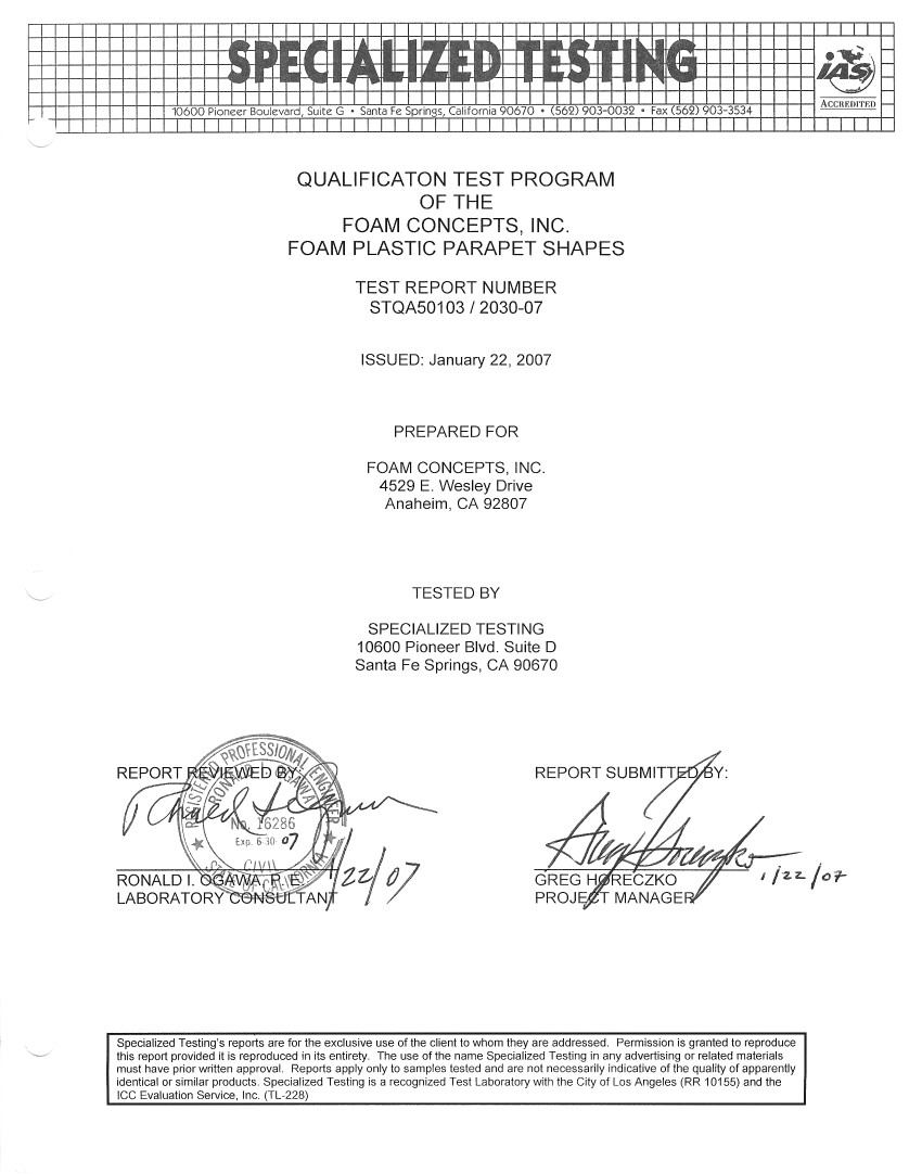 qualification testing cover sheet